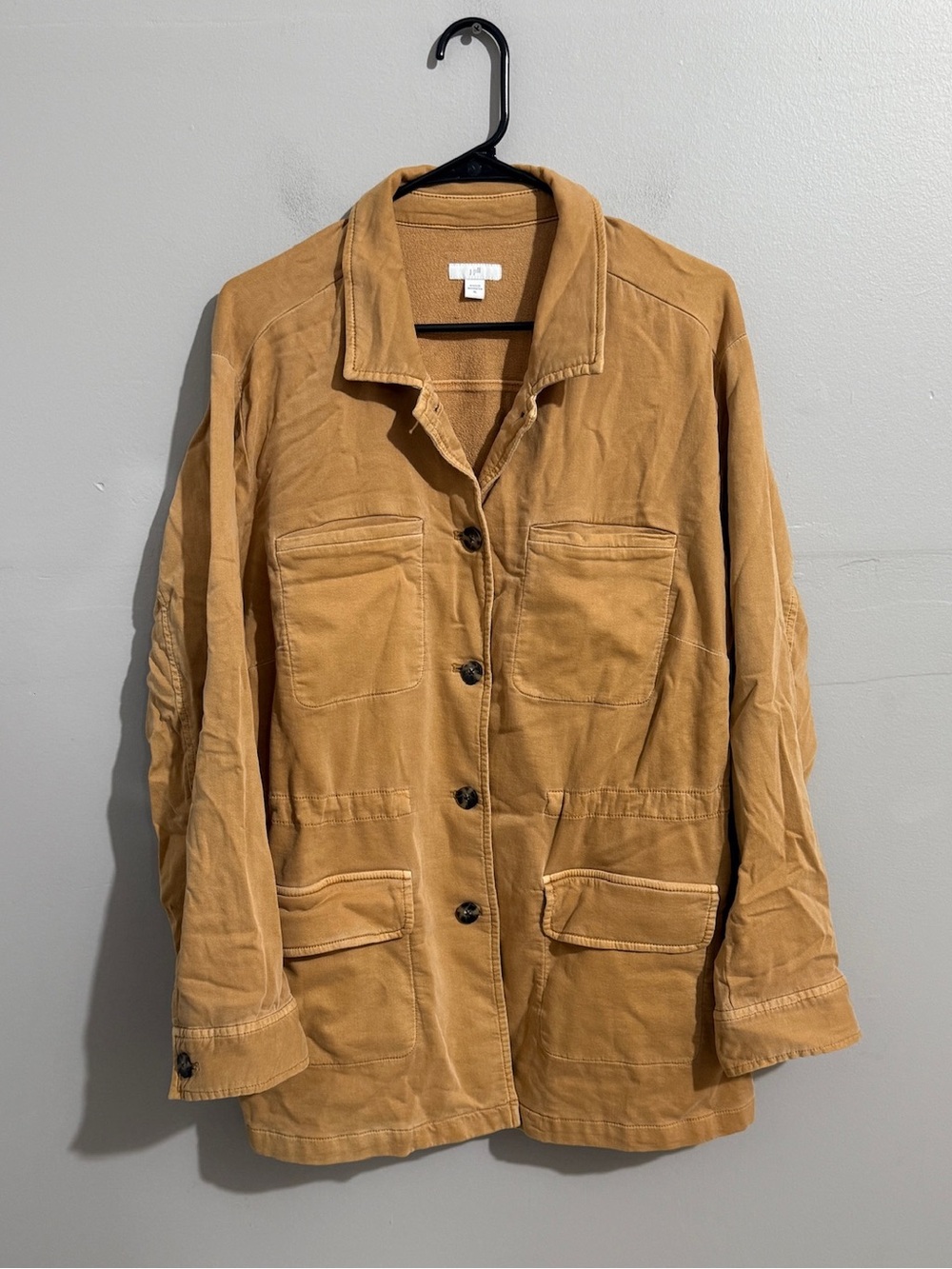 J Jill Womens XL Utility Jacket Camel Brown Chore Coat Four Pocket Casual
